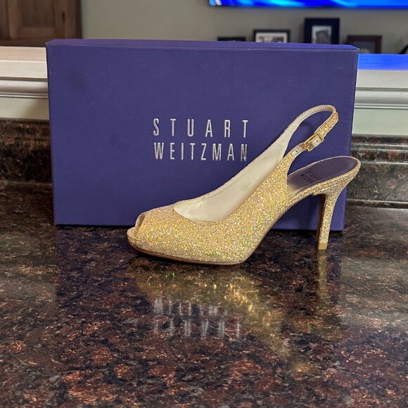 Stuart Weitzman Litely Aurora Glitter Gold Pump - Picture 7 of 16